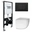 Комплект подвесной унитаз ABBER Bequem AC1132TC белый, с закрытым дном с инсталляцией AC0105 и кнопкой AC0120MB черный матовый