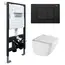 Комплект подвесной унитаз ABBER Rechteck AC1220TC белый, с закрытым дном с инсталляцией AC0105 и кнопкой AC0120MB черный матовый