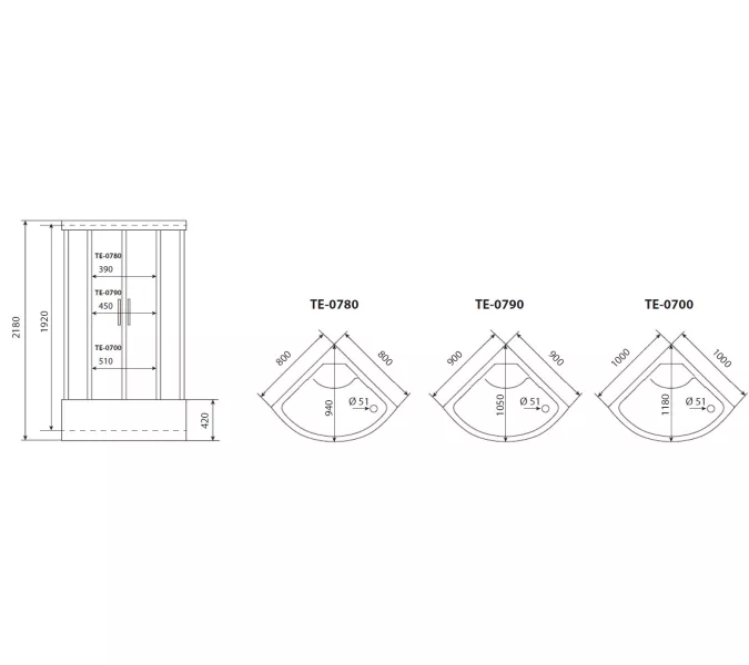 Душевая кабина четверть круга Timo ECO TE-0700/0780/0790 высокий поддон, Выбрать размер: 100x100 , Комплектация: гидромассаж, изображение 15