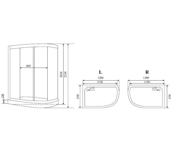 Душевая кабина асимметричная Timo COMFORT T-8802 F L/R 120*85, Цвет стекла: матовое, Ориентация: Левая, Комплектация: COMFORT, изображение 15