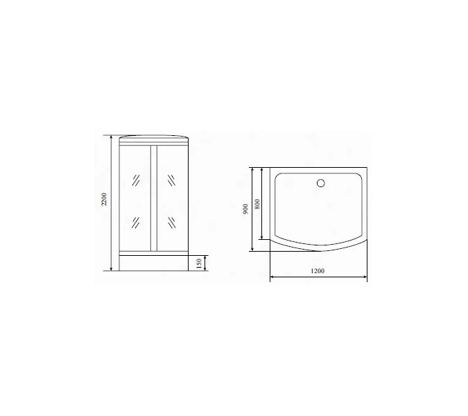 Душевая кабина прямоугольная Timo Standart  T-6615S, Цвет стекла: матовое, Цвет профиля: Хром, Тип поддона: Низкий, Выбрать размер: 120x90, Комплектация: без гидромассажа, изображение 4