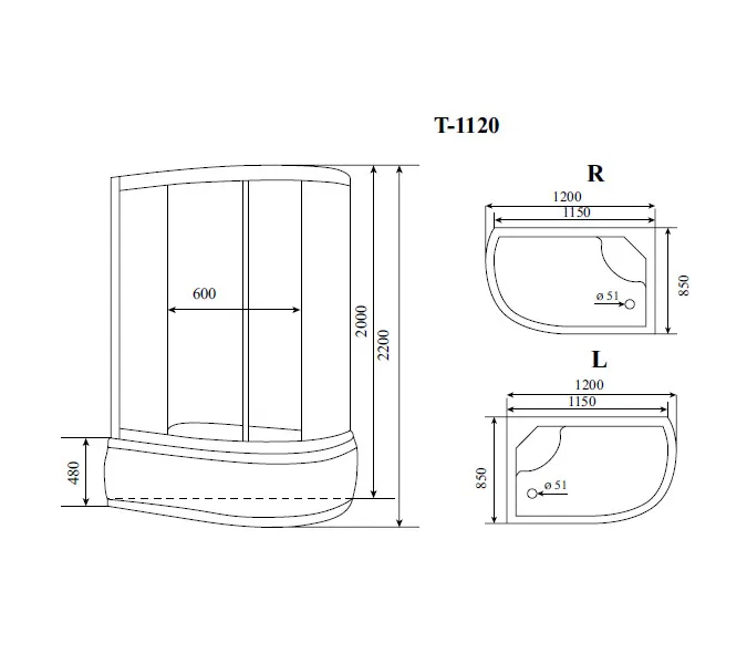 Душевая кабина асимметричная Timo Comfort T-8820 F/C L/R  120*85, Цвет стекла: прозрачное, Ориентация: Правая , Комплектация: COMFORT, изображение 13
