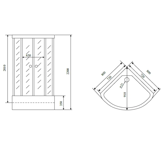 Душевая кабина четверть круга Timo COMFORT  T-8880C, Цвет стекла: прозрачное, Цвет профиля: Хром, Тип поддона: Высокий, Выбрать размер: 80x80 , Комплектация: COMFORT, изображение 12