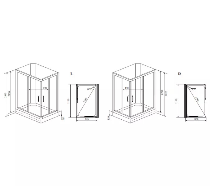 Душевая кабина прямоугольная Timo Lux TL-1504  85х110, Ориентация: Правая , изображение 5