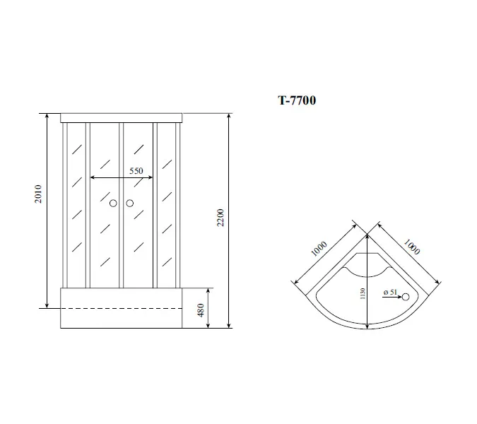 Душевая кабина четверть круга Timo LUX T-7700/7790 высокий поддон, Выбрать размер: 100x100 , Комплектация: гидромассаж, изображение 17