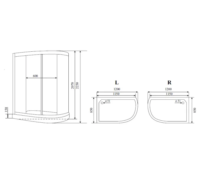 Душевая кабина асимметричная Timo LUX T-7702 L/R 120*85, Ориентация: Правая , изображение 13
