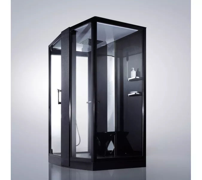 Душевая кабина прямоугольная с паром Orans SR-89102RS Black  L/R, Цвет профиля: Черный, Тип поддона: Низкий, Выбрать размер: 150х100, Ориентация: правая