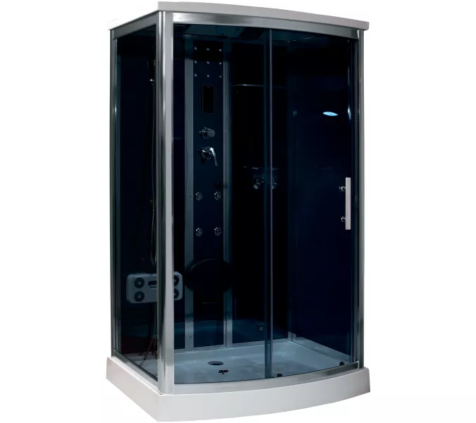 Душевая кабина прямоугольная Timo Standart  T-1115, Цвет стекла: тонированное, Цвет профиля: Хром, Тип поддона: Низкий, Выбрать размер: 120x90, Комплектация: с гидромассажем