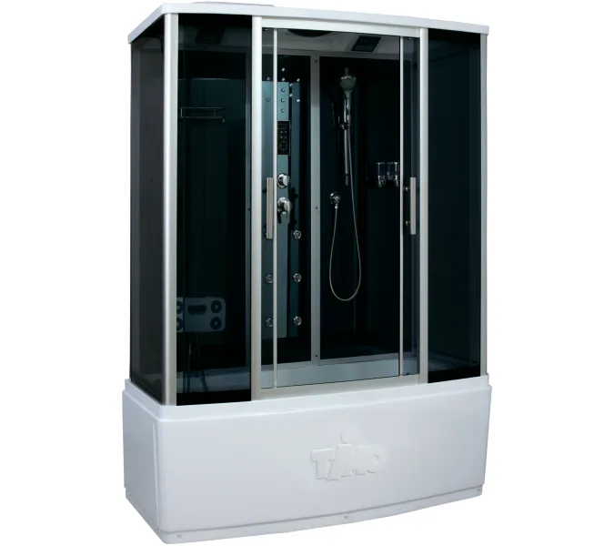 Душевая кабина прямоугольная Timo STANDART T-1140/1150/1170 высокий поддон, Цвет стекла: тонированное, Выбрать цвет: Хром, Выбрать размер: 140x88, Комплектация: гидромассаж