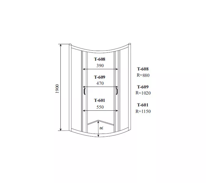 Душевое ограждение TIMO ALTTI четверть круга прозрачное стекло без поддона, Цвет стекла: прозрачное, Выбрать размер: 100х100, изображение 6