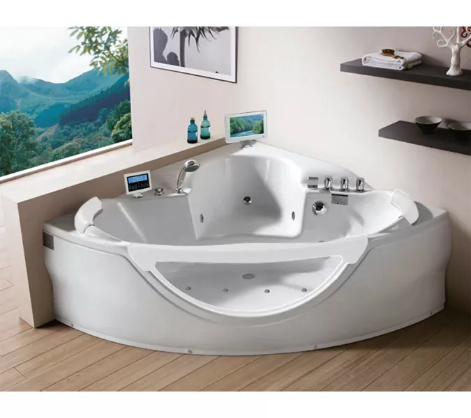 Акриловая гидромассажная ванна  Gemy G9025  155*155, Комплектация: гидромассаж, аэромассаж, электр.пульт хромотерапия, TV, изображение 2