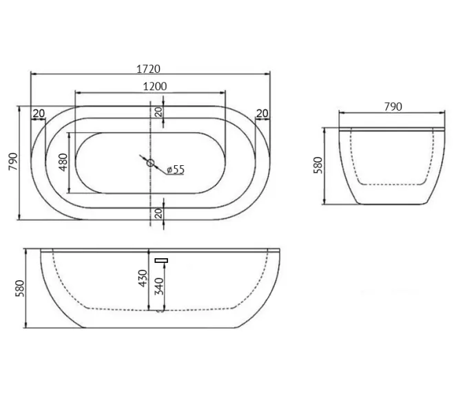 Акриловая ванна ABBER AB9241 170*80, Выбрать цвет: Белый, изображение 5