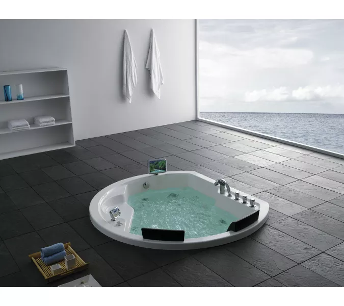 Акриловая гидромассажная ванна Gemy G9053, Комплектация: гидромассаж, аэромассаж, электр.пульт хромотерапия, TV, изображение 2