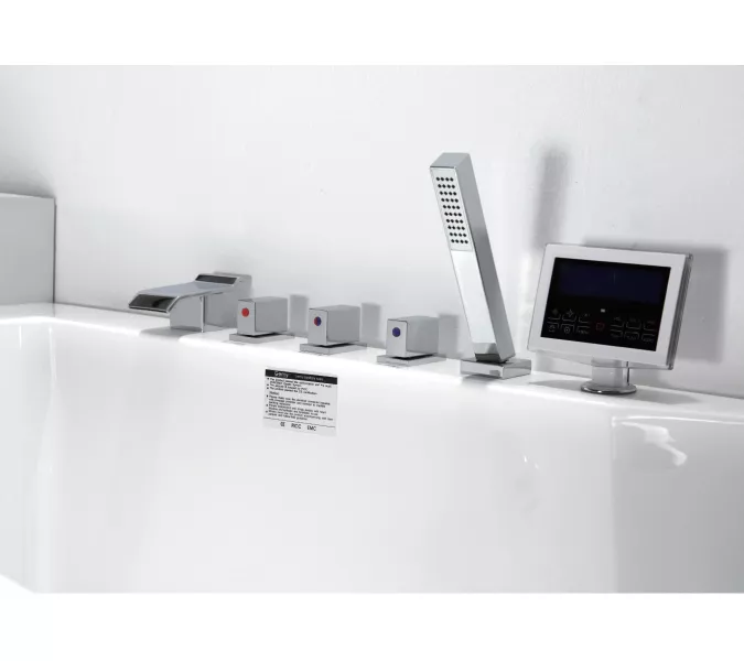 Акриловая гидромассажная ванна Gemy G9066 II, Ориентация: Левая, Комплектация: гидромассаж, аэромассаж, электр.пульт хромотерапия, TV, изображение 4