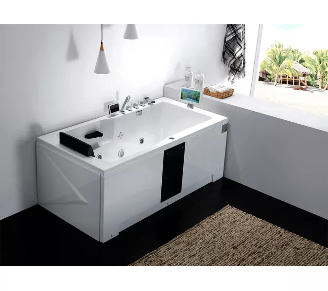 Акриловая гидромассажная ванна Gemy G9066 II, Ориентация: Правая, Комплектация: гидромассаж, аэромассаж, электр.пульт хромотерапия, TV, изображение 2