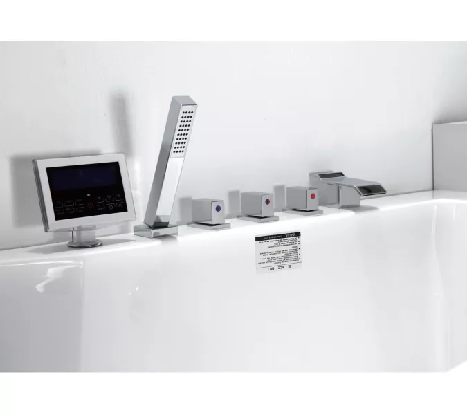 Акриловая гидромассажная ванна Gemy G9066 II, Ориентация: Правая, Комплектация: гидромассаж, аэромассаж, электр.пульт хромотерапия, TV, изображение 4