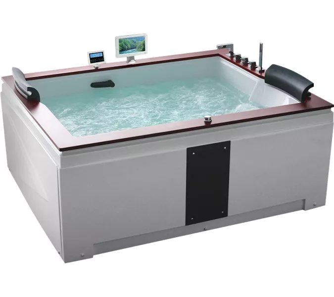 Акриловая гидромассажная ванна Gemy G9052, Ориентация: Правая, Комплектация: гидромассаж, аэромассаж, электр.пульт хромотерапия, TV