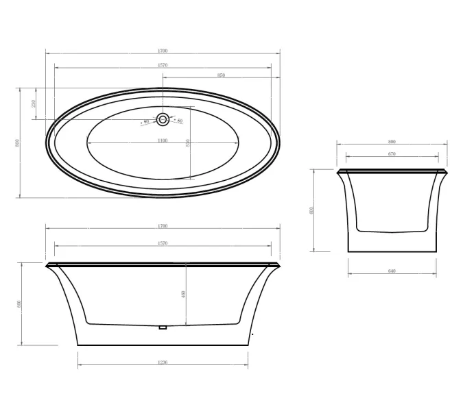 Акриловая ванна Abber AB9289 170х80, изображение 4