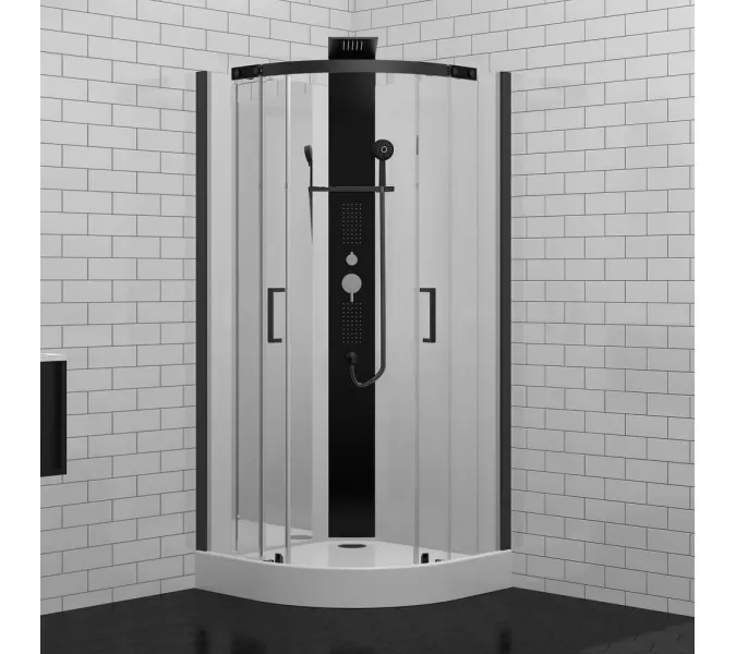 Душевая кабина Black&White G8701 без крыши 90х90 см четверть круга, изображение 2