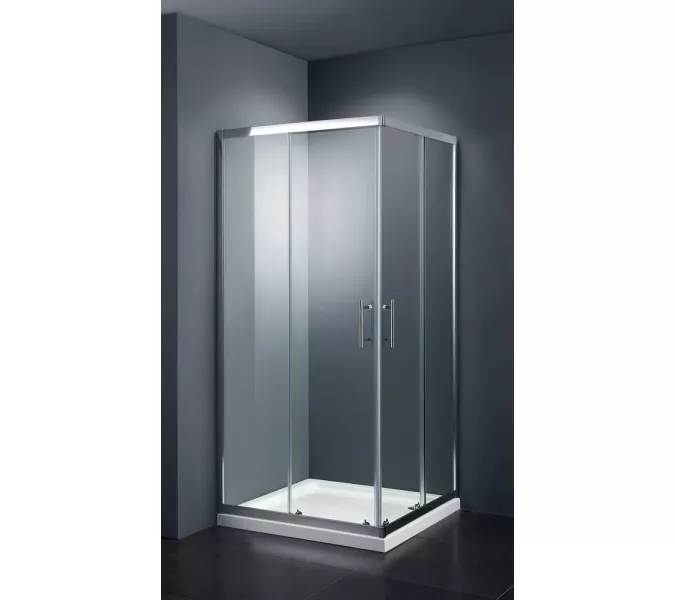 Душевой угол Black & White S102  прозрачное/хром, Выбрать размер: 80х80, изображение 2