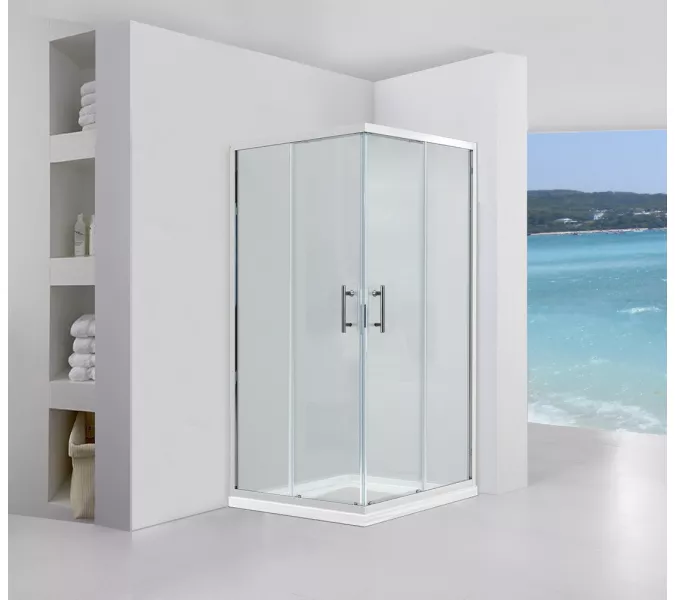 Душевой угол Black & White S102  прозрачное/хром, Выбрать размер: 80х80