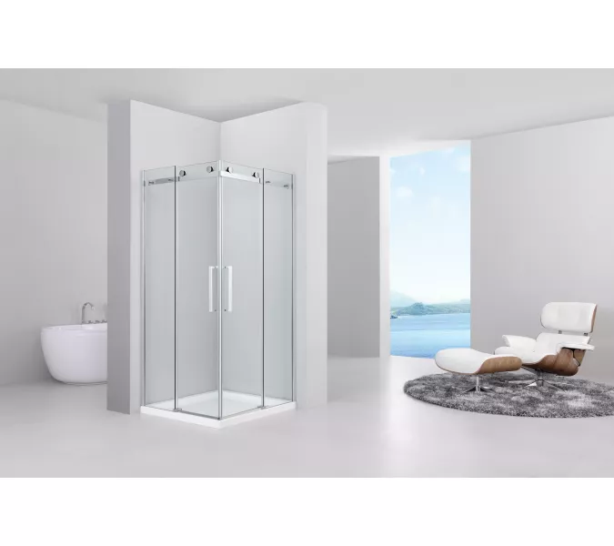 Душевой угол   Black & White S202  прозрачное/хром, Выбрать размер: 90х90