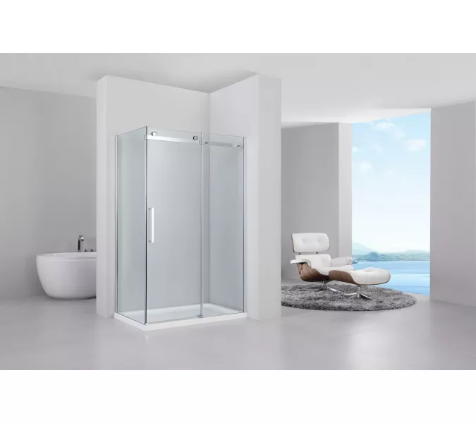 Душевой угол Black & White S208  прозрачное/хром, Выбрать размер: 80х100