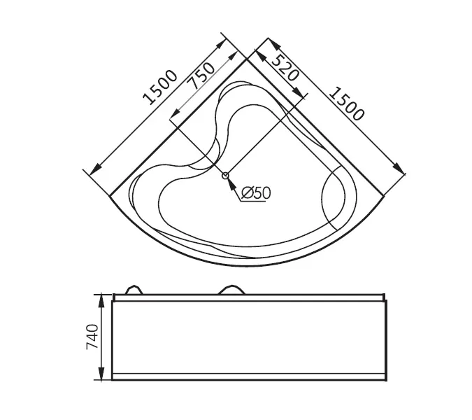 Акриловая гидромассажная ванна Gemy G9041  150*150, Комплектация: гидромассаж, аэромассаж, электр.пульт хромотерапия, TV, изображение 3