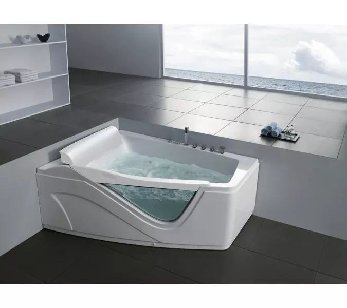 Акриловая гидромассажная ванна Gemy G9056, Ориентация: Левая, Комплектация: гидромассаж, хромотерапия, изображение 2