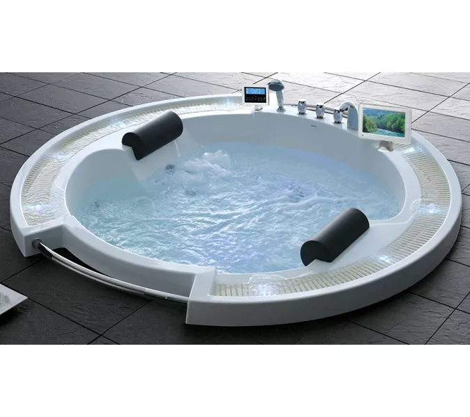 Акриловая гидромассажная ванна Gemy G9060  210*210, Комплектация: гидромассаж, аэромассаж, электр.пульт хромотерапия, TV