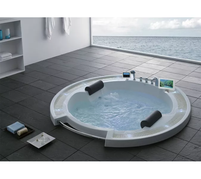 Акриловая гидромассажная ванна Gemy G9060  210*210, Комплектация: гидромассаж, аэромассаж, электр.пульт хромотерапия, TV, изображение 2