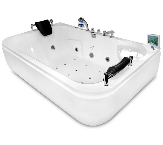 Акриловая гидромассажная ванна Gemy G9085, Ориентация: Левая, Комплектация: гидромассаж, аэромассаж, электр.пульт хромотерапия, TV