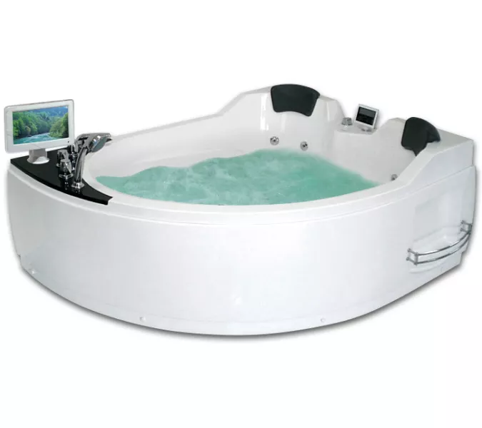 Акриловая гидромассажная ванна Gemy G9086, Ориентация: Правая, Комплектация: гидромассаж, аэромассаж, электр.пульт хромотерапия, TV