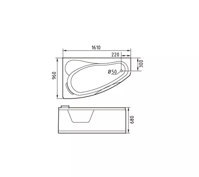 Акриловая гидромассажная ванна Gemy G9046, Выбрать размер: 960x1610, Ориентация: Левая, Комплектация: гидромассаж, хромотерапия, изображение 4