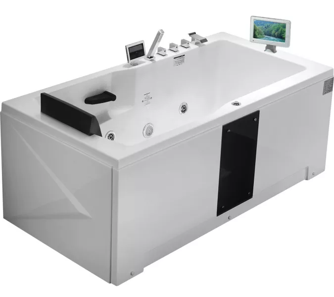Акриловая гидромассажная ванна Gemy G9066 II, Ориентация: Правая, Комплектация: гидромассаж, аэромассаж, электр.пульт хромотерапия, TV
