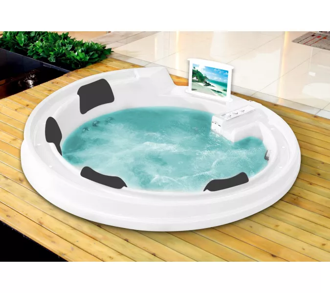 Акриловая гидромассажная ванна Gemy G9090  190*190, Комплектация: гидромассаж, аэромассаж, электр.пульт хромотерапия, TV, изображение 2