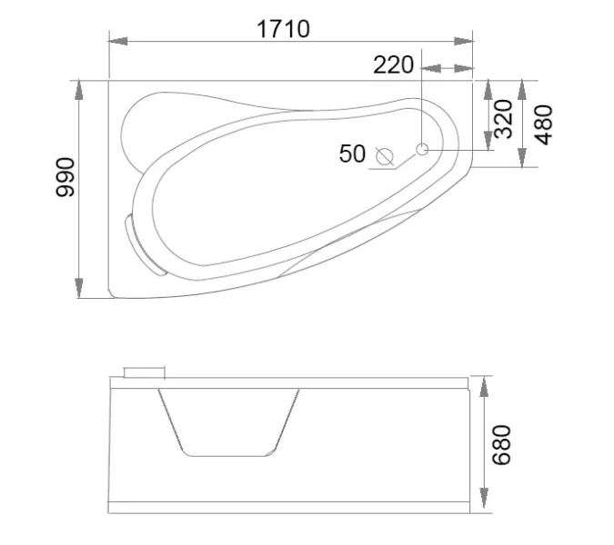 Акриловая гидромассажная ванна Gemy G9046, Выбрать размер: 990x1710, Ориентация: Левая, Комплектация: гидромассаж, аэромассаж, электр.пульт,хромотерапия, изображение 4