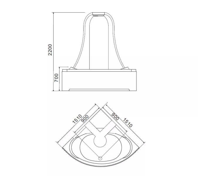 Акриловая гидромассажная ванна Gemy G9069, Выбрать размер: 151х151, Комплектация: гидромассаж, аэромассаж, электр.пульт,хромотерапия, изображение 3