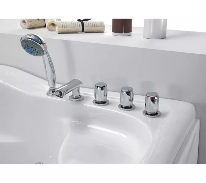 Акриловая гидромассажная ванна Gemy G9083, Ориентация: Левая, Комплектация: гидромассаж, хромотерапия, изображение 4