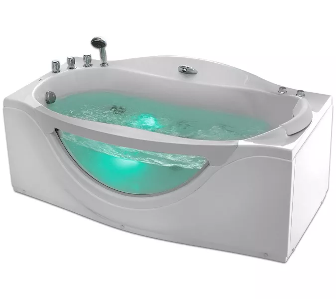 Акриловая гидромассажная ванна  Gemy G9072, Ориентация: Левая, Комплектация: гидромассаж, хромотерапия