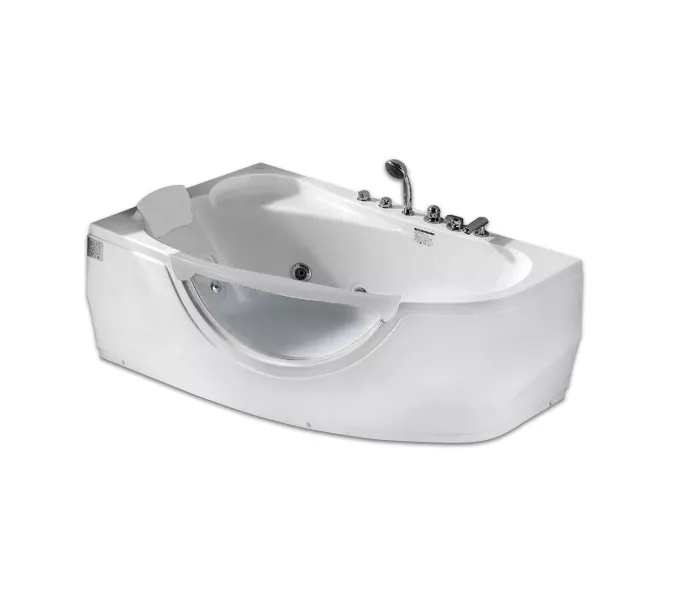 Акриловая гидромассажная ванна Gemy G9046, Выбрать размер: 960x1610, Ориентация: Левая, Комплектация: гидромассаж, хромотерапия