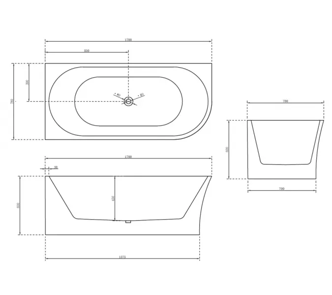 Акриловая ванна ABBER AB9257 L/R, Выбрать размер: 170х78, Ориентация: Левая, изображение 2