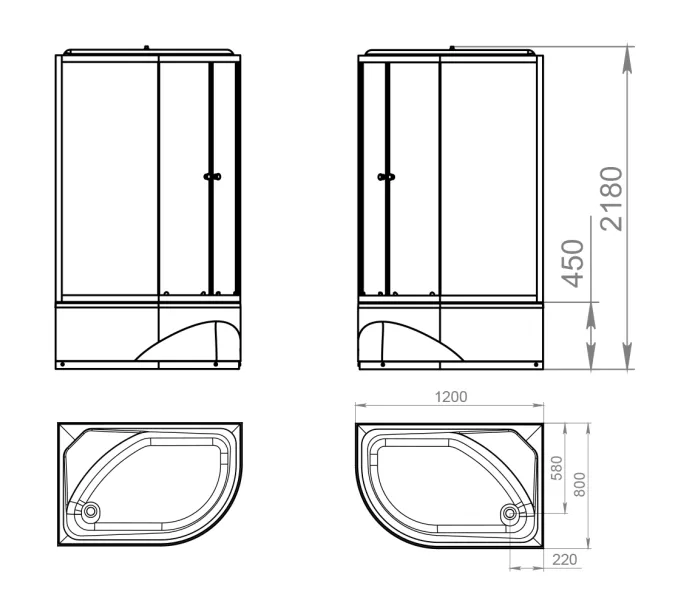 Душевая кабина DOMANI-Spa Delight 128 высокий поддон тонированное стекло 120х80 см, Внешний вид: высокий поддон, Выбрать цвет: Черный, изображение 2