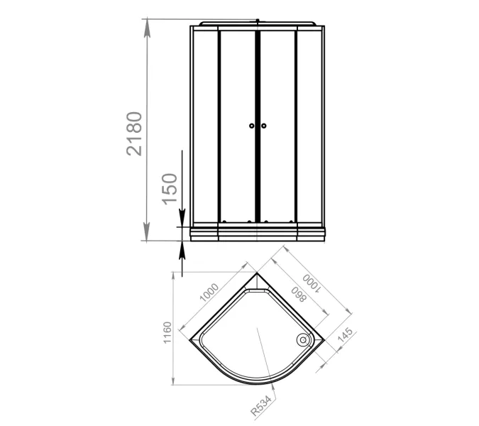 Душевая кабина четверть круга DOMANI-Spa Delight низкий поддон 100х100 см, Выбрать размер: 100х100, Выбрать цвет: Белый, изображение 2