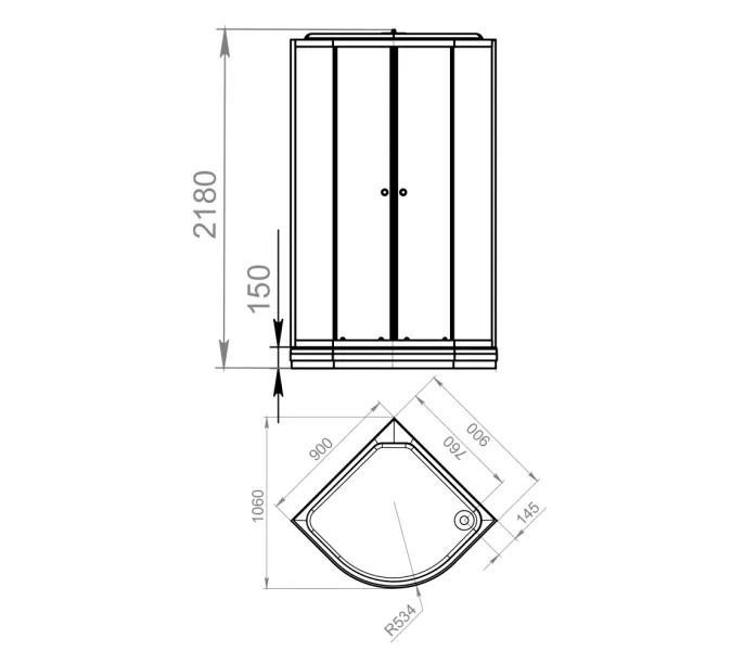 Душевая кабина четверть круга DOMANI-Spa Delight низкий поддон 90х90 см, Выбрать размер: 90х90, Выбрать цвет: Белый, изображение 2