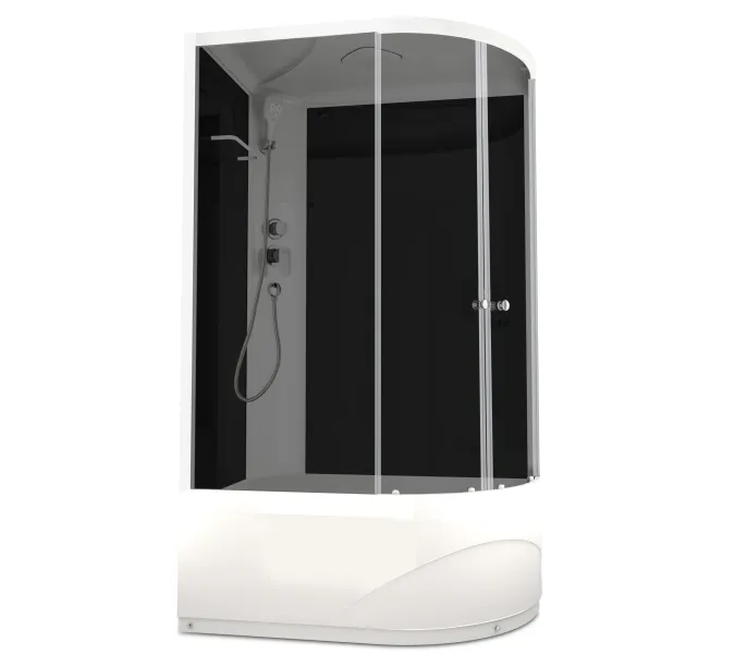 Душевая кабина DOMANI-Spa Delight 128 высокий поддон тонированное стекло 120х80 см, Внешний вид: высокий поддон, Выбрать цвет: Черный