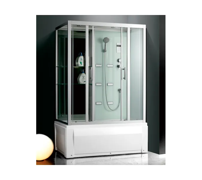 Душевая кабина Frank  пристенная, высокий поддон F553-1/F555-1/F556-1/F557-1 баня/без бани, Цвет стекла: прозрачное, Цвет профиля: Хром, Тип поддона: Высокий, Выбрать размер: 150x85, Комплектация: без бани, изображение 2