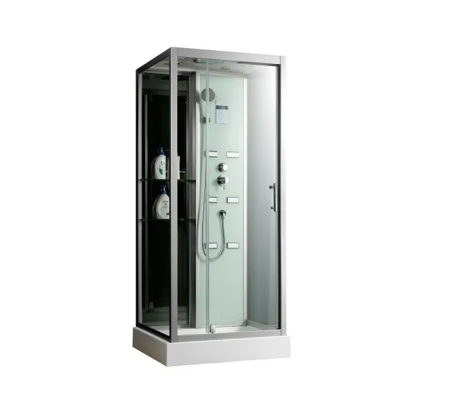 Душевая кабина Frank  с баней/без бани пристенная F-501/F-502-1, Цвет профиля: Хром, Выбрать размер: 90x85, Комплектация: без бани