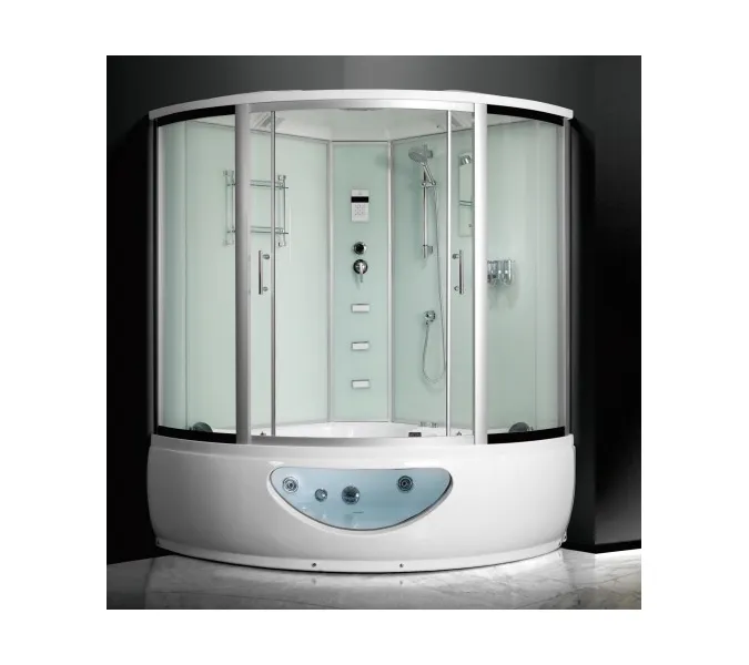 Душевой бокс Frank  угловой F651/F652 с баней/без бани, Цвет стекла: прозрачное, Цвет профиля: Хром, Тип поддона: Высокий, Выбрать размер: 130x130, Комплектация: без бани, изображение 2