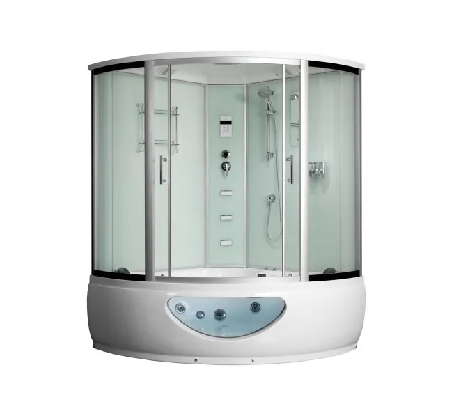 Душевой бокс Frank  угловой F651/F652 с баней/без бани, Цвет стекла: прозрачное, Цвет профиля: Хром, Тип поддона: Высокий, Выбрать размер: 130x130, Комплектация: без бани